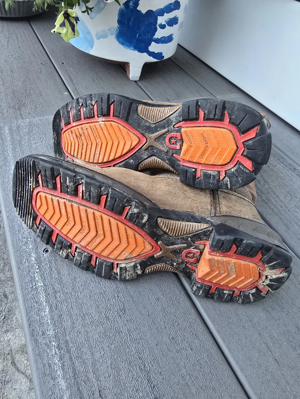 Durango Brown Kids Western Boots with Orange Pull Holes Size 1M